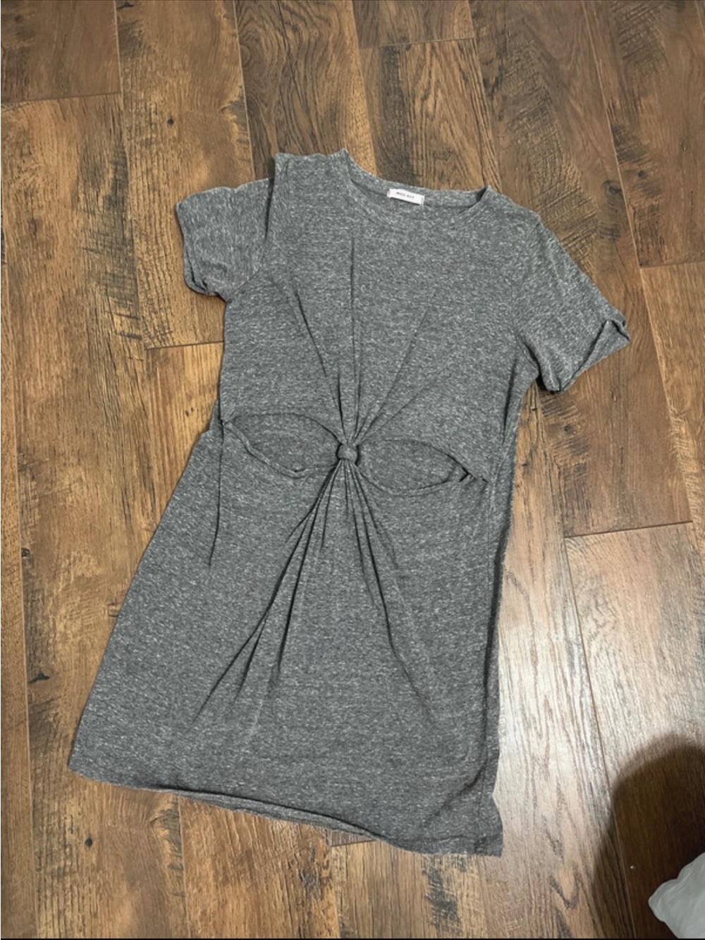 Mod Ref Gray Knot-Front Short Sleeve Mini Dress